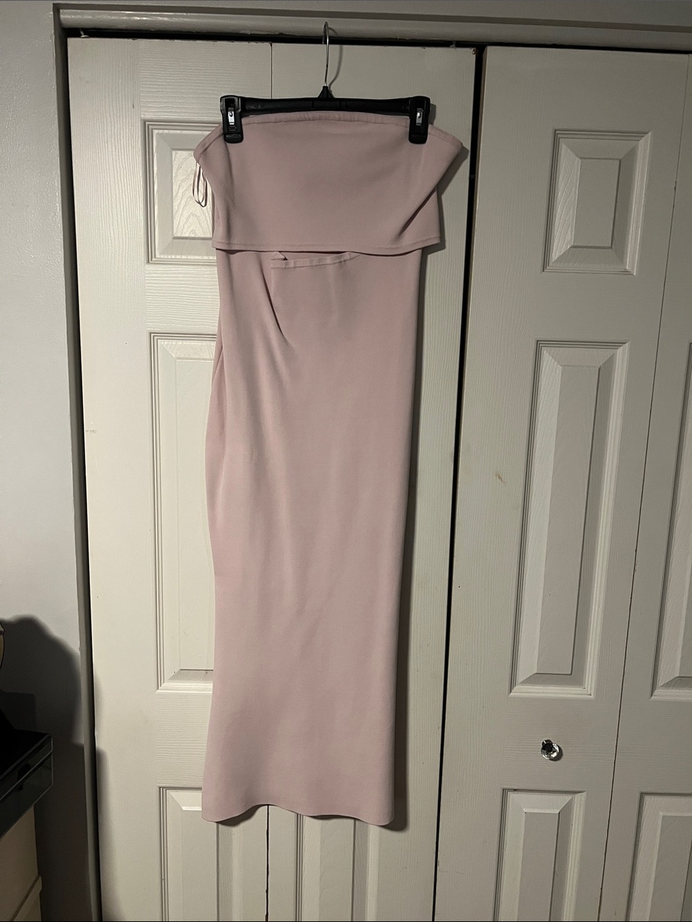 Express Strapless Maxi Dress in Light Blush Pink